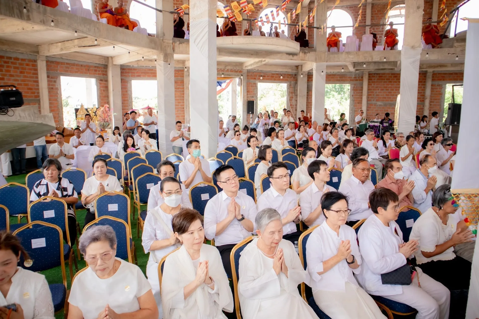 Morning Chanting Beneath the Buddha's Presence